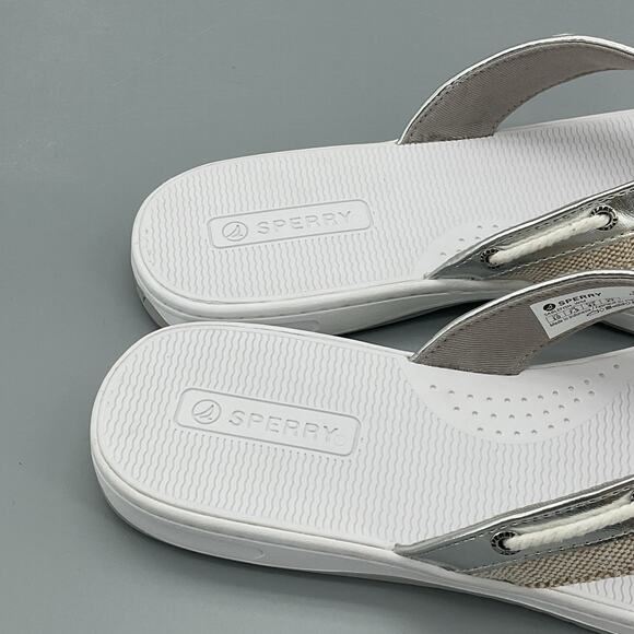 NEW Sperry Women’s Sable Fish Thong Slip-on Sandals Silver Size 10 - Picture 6 of 10